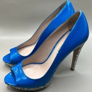 MIU MIU Patent Leather Glitter Accents Pumps